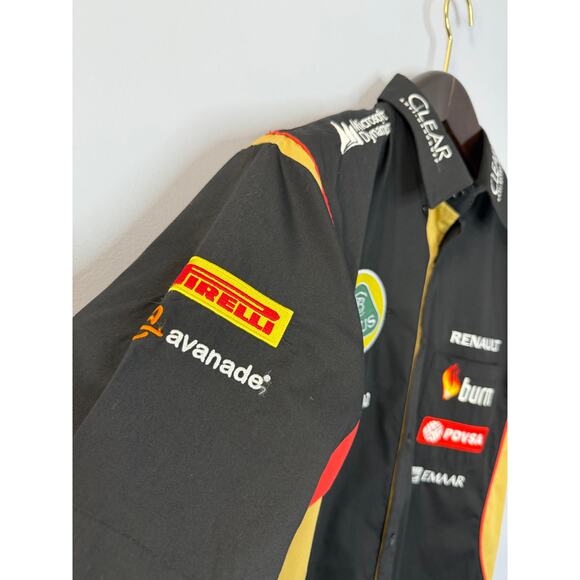 Lotus F1 Team 2013 Racing Button up Shirt Short Sleeve Black Men's L - Picture 3 of 9
